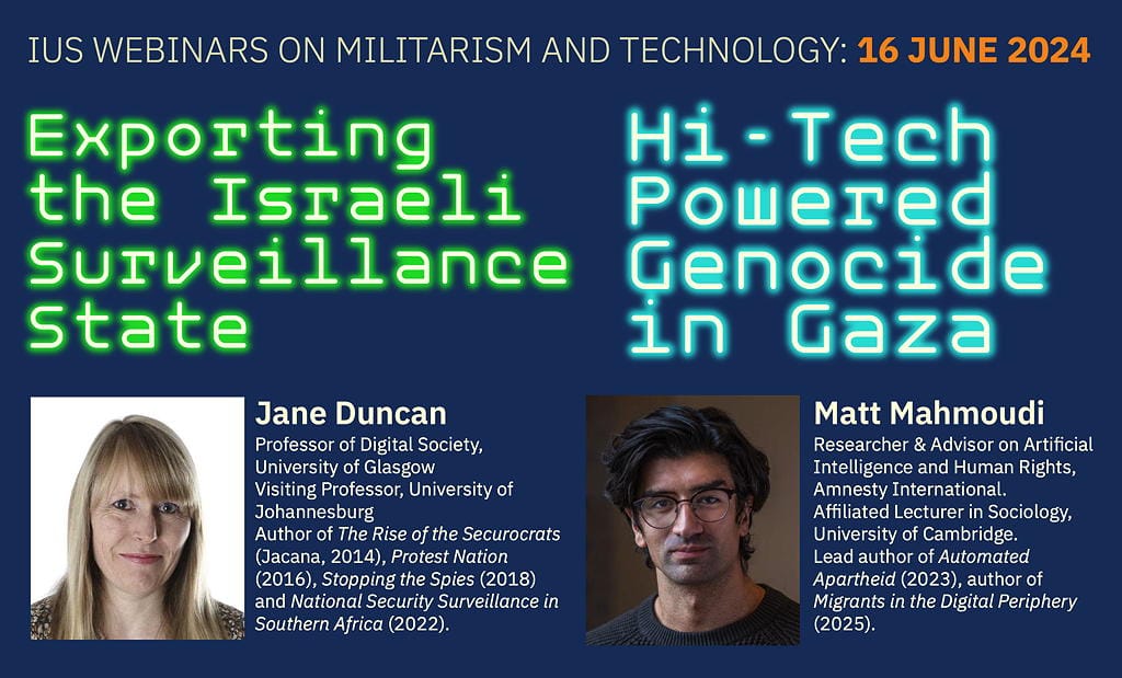 Webinar announcement: Technology for apartheid and genocide